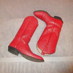 Vtg Nocona Legacy Red Leather Tall Boots Size 7 Comfort Western Riding Cowgirl